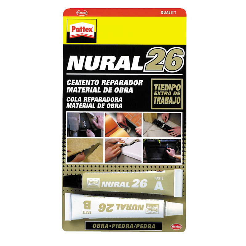 Pattex Nural 26 cemento adhesivo reparador para construcción con extra tiempo de trabajo, 2x11ml