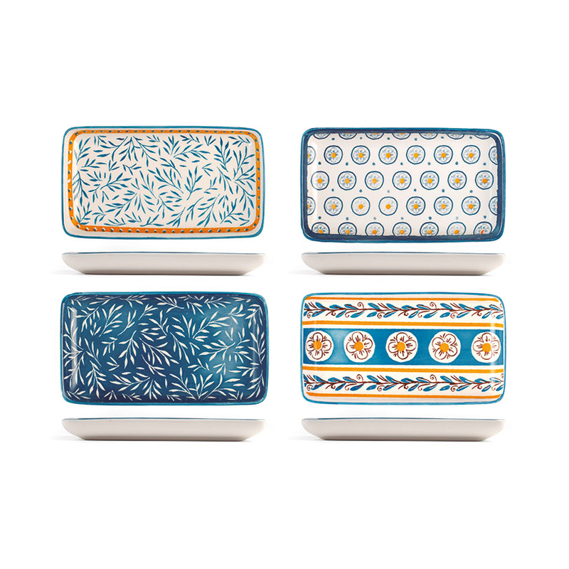 Plato rectangular porcelana PENGO Salina/Tropea 18x10, 8 unidades