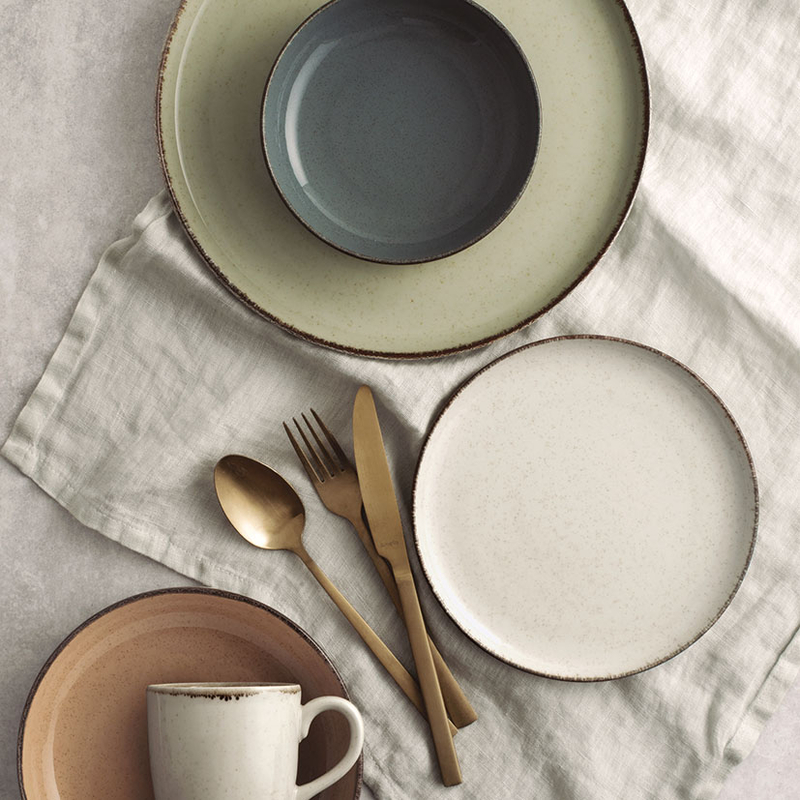 Plato llano porcelana PENGO Serie Pearl, 4 unidades