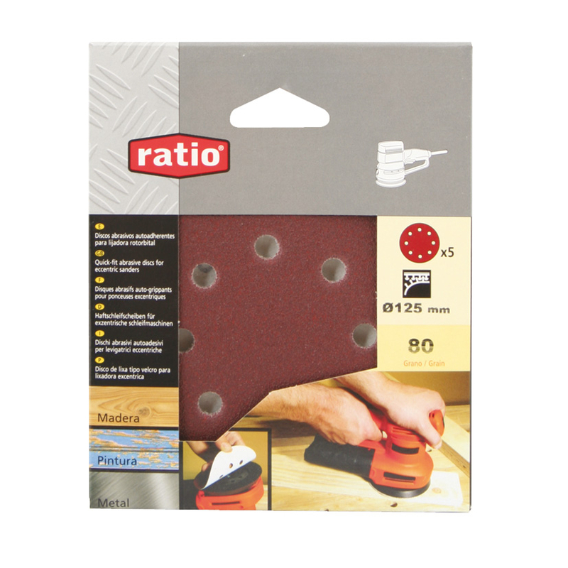Disco abrasivo lijadora rotorbital RATIO 125 mm (Pex)  5 unidades
