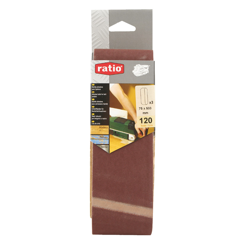 Bandas abrasivas RATIO de 75x533 mm para lijadora