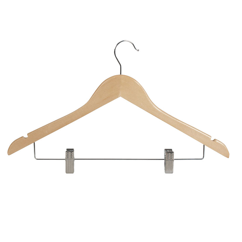 Percha HABITEX recta 45 cm con muescas y pinzas 3 unidades