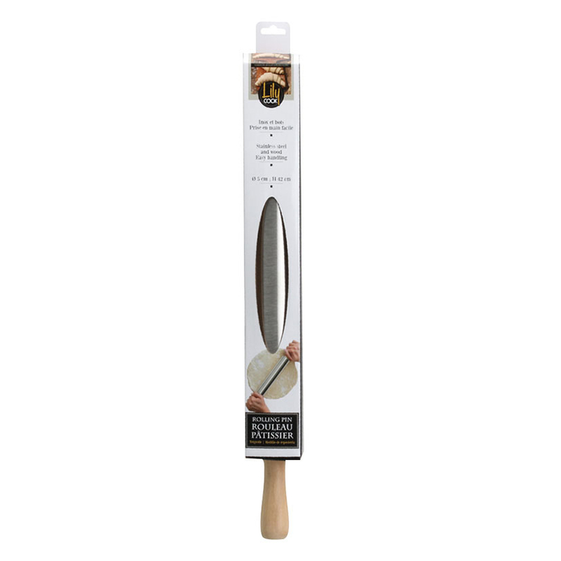 Rodillo para amasar de madera y acero inoxidable