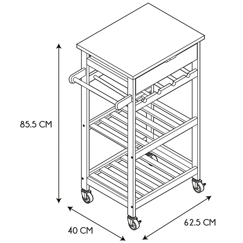 Carrito auxiliar cocina con ruedas blanco