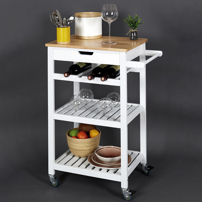 Carrito auxiliar cocina con ruedas blanco