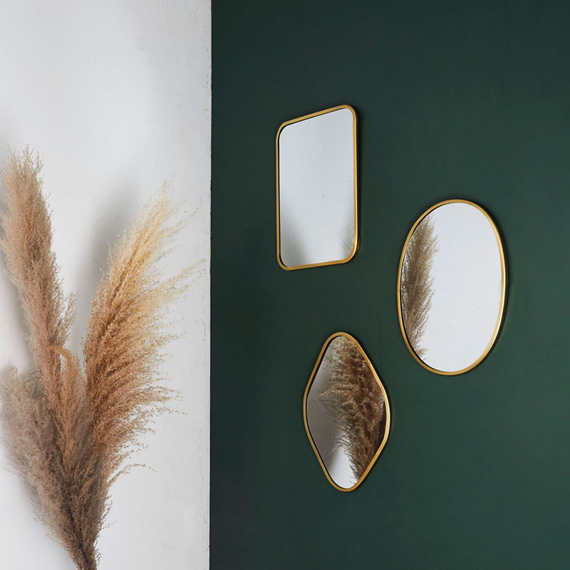 Espejo pared Rombo Deco contorno dorado