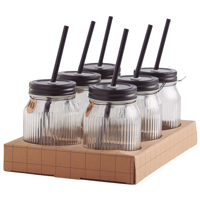 Vaso 450 ml  CMP con tapa y pajita, 6 unidades