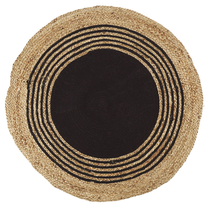 Alfombra de yute-negro diámetro 90 cm