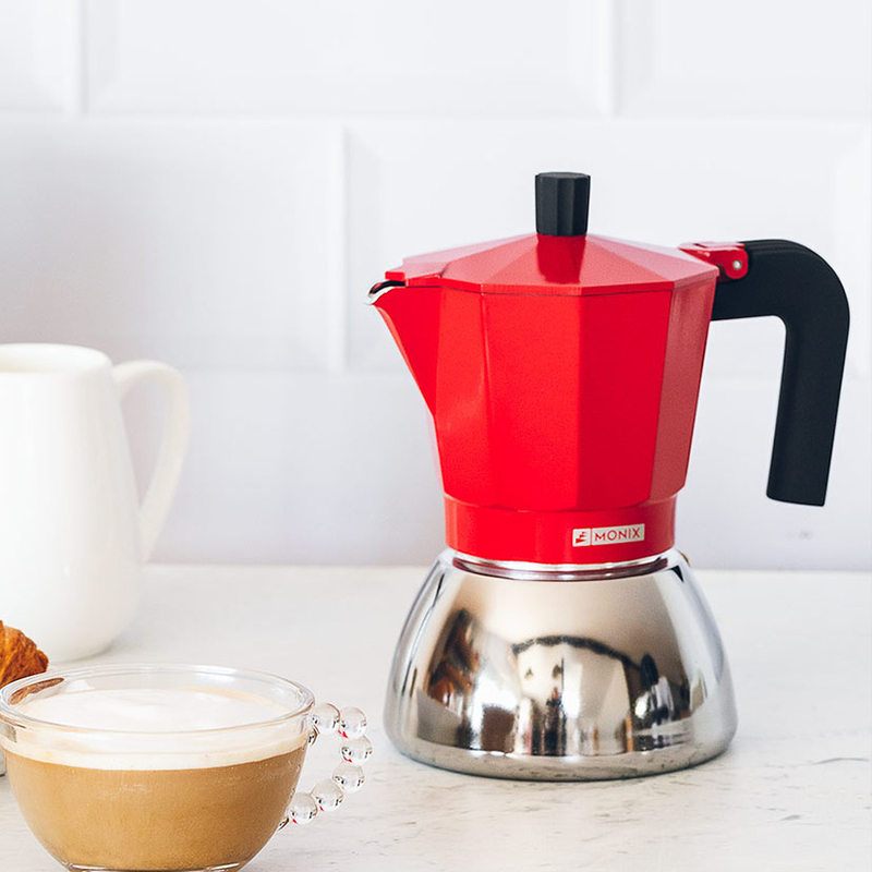 Cafetera MONIX Induction Inox Red