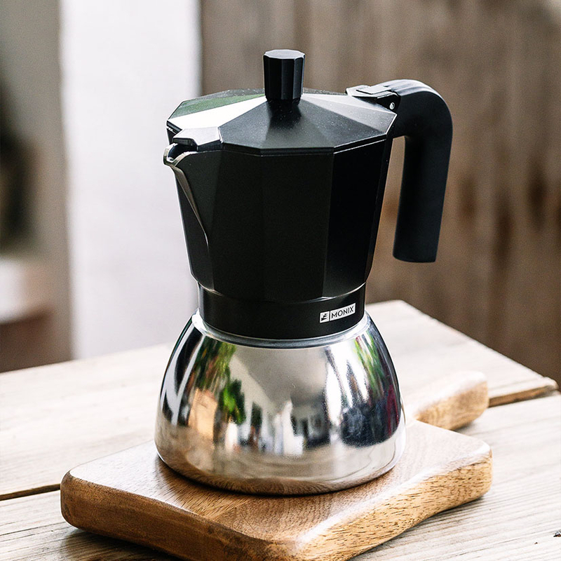 Cafetera MONIX Induction Inox Black 9 tazas