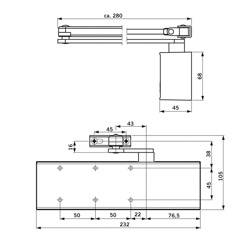 Cuerpo de cierrapuertas DORMAKABA TS-83