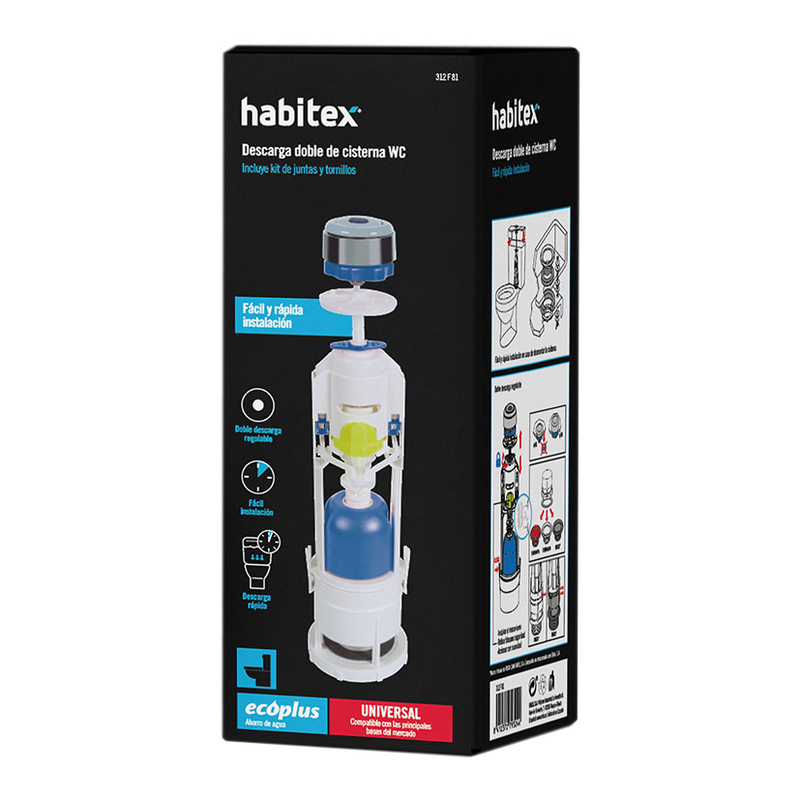Descarga cisterna universal WC HABITEX doble pulsador regulable