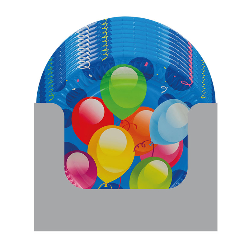 Display 12 packs 8 platos desechable NATURCART Ballons Fiesta