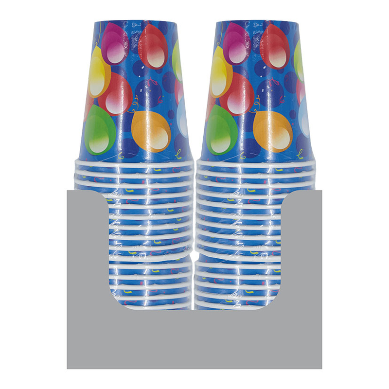 Display 12 packs 10 vasos desechable NATURCART Ballons Fiesta