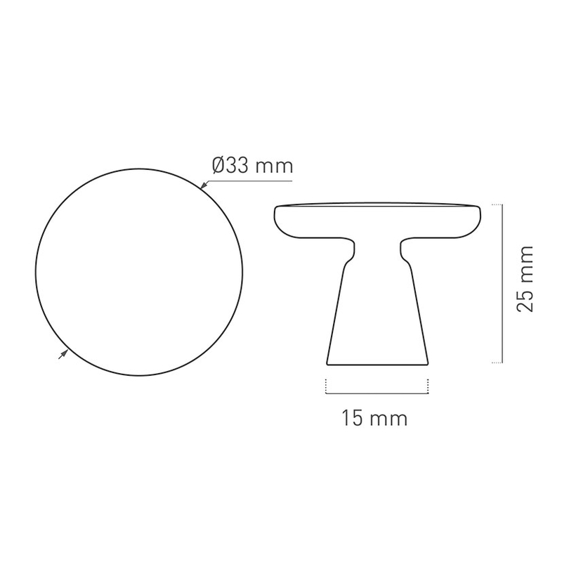 Pomo NESU modelo 39 inox mate ø 33 mm