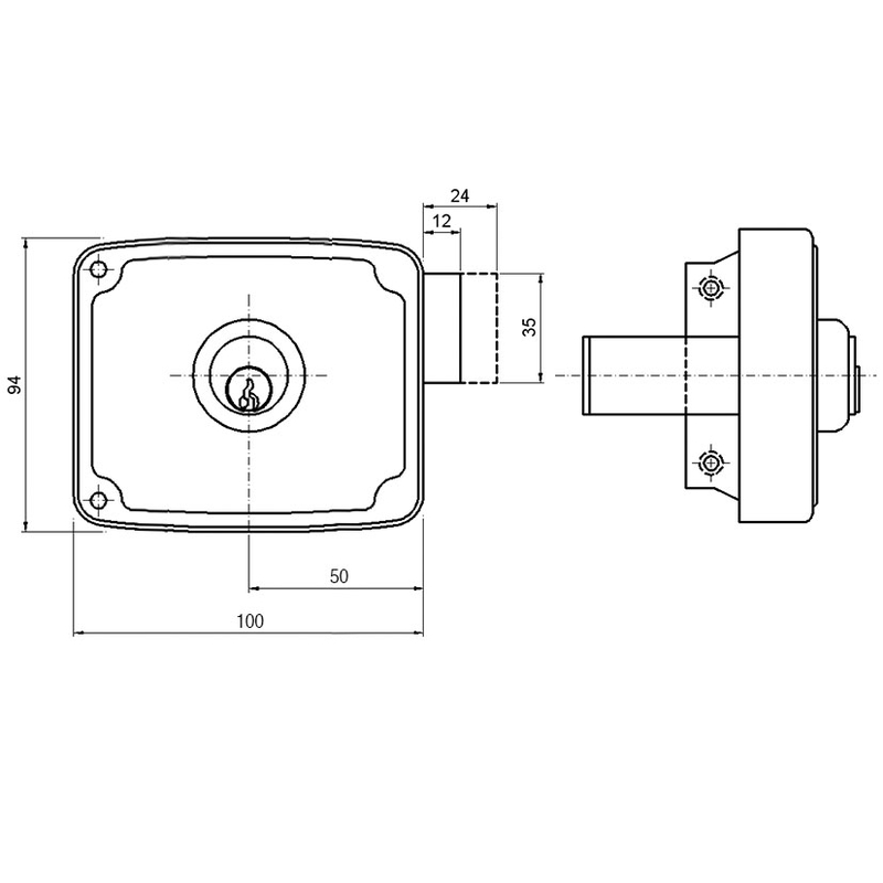 Cerradura sobreponer ILARGI modelo 1124A cilindro redondo 50 mm