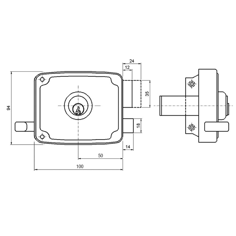 Cerradura sobreponer ILARGI modelo 1125A cilindro redondo 50 mm