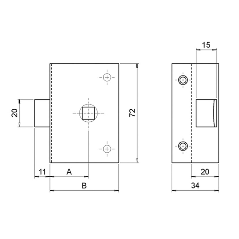 Picaporte de sobreponer ILARGI modelo 234 36mm