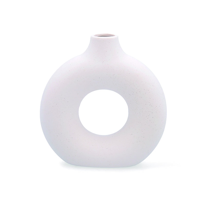 Jarrón decorativo cerámica blanca