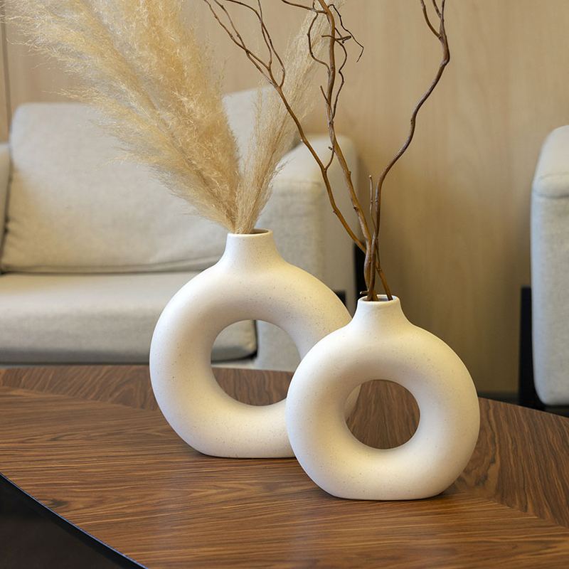 Jarrón decorativo cerámica blanca