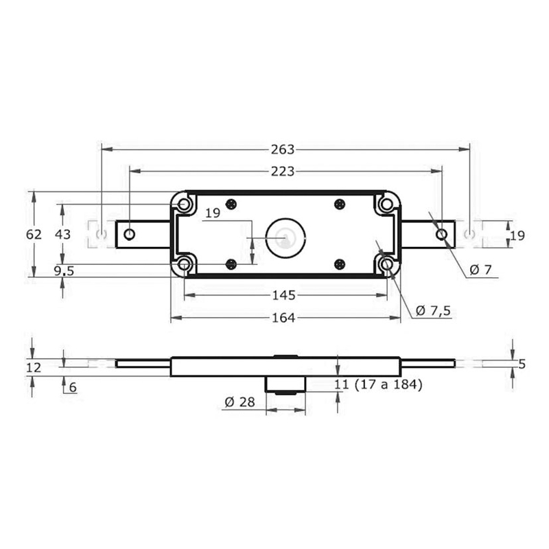 Cerradura puerta enrollable AGA mod. 182