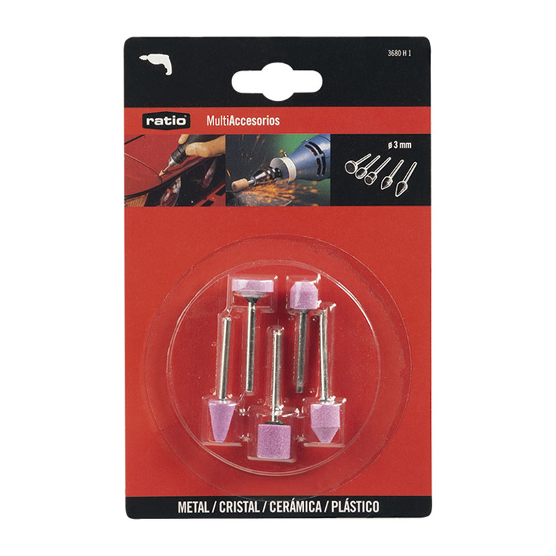 Muelas abrasivas RATIO con vástago 3 mm juego