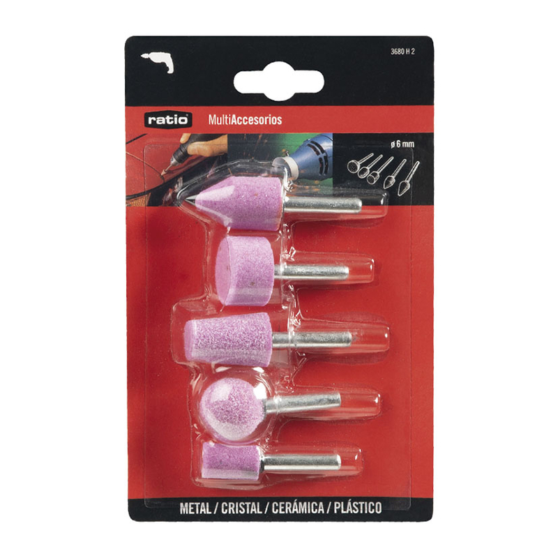 Muelas abrasivas RATIO con vástago 6 mm juego