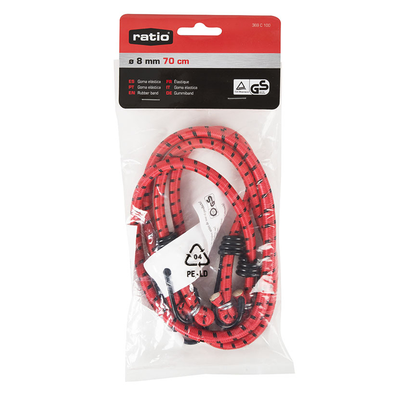 Pulpo elástico RATIO redondo Ø 8 mm gancho metálico, 2 unidades