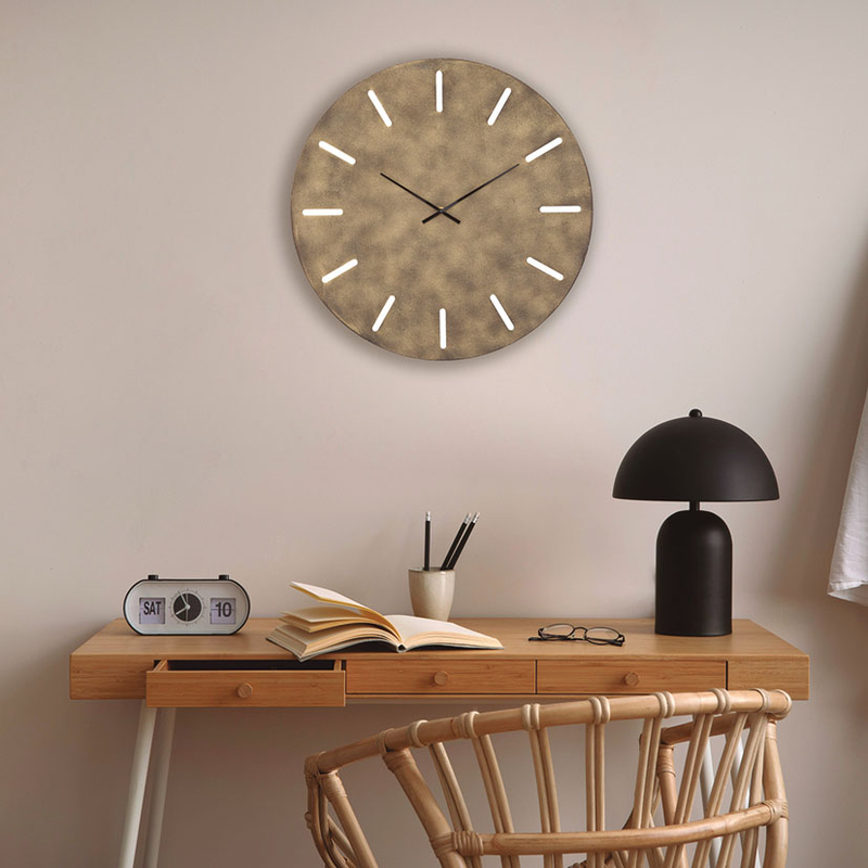 Reloj pared metálico bronce 55 cm