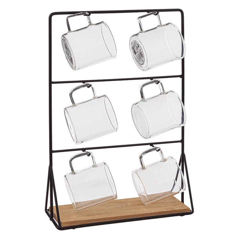 Set de 6 tazas más soporte de sobremesa.