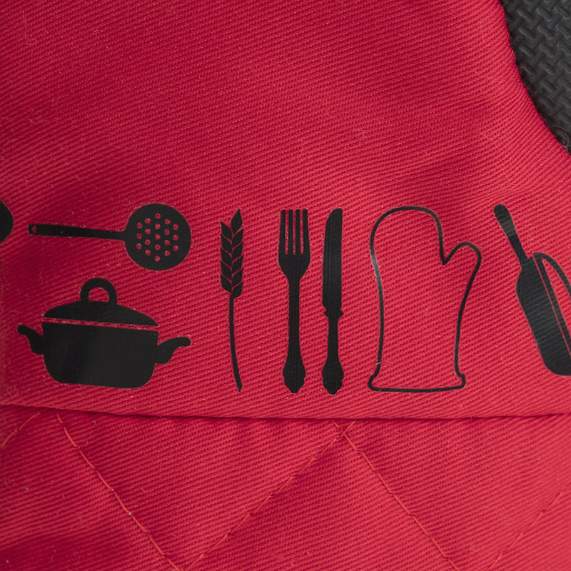 Guante cocina neopreno y tela rojo