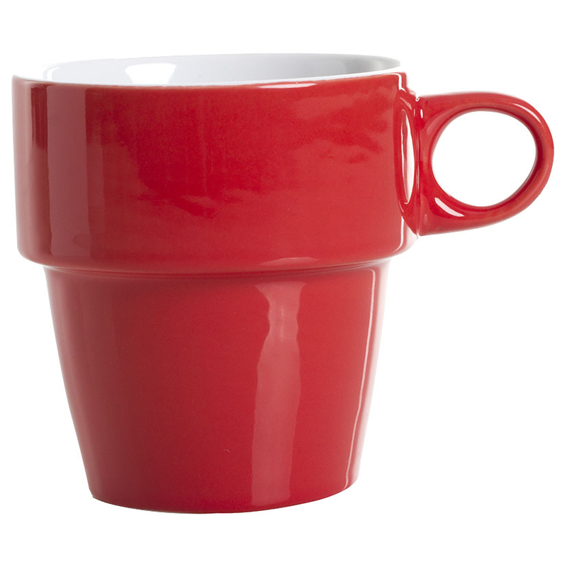 JUEGO 6 TAZAS CAFE FORMAS ROJO C/SOPORTE