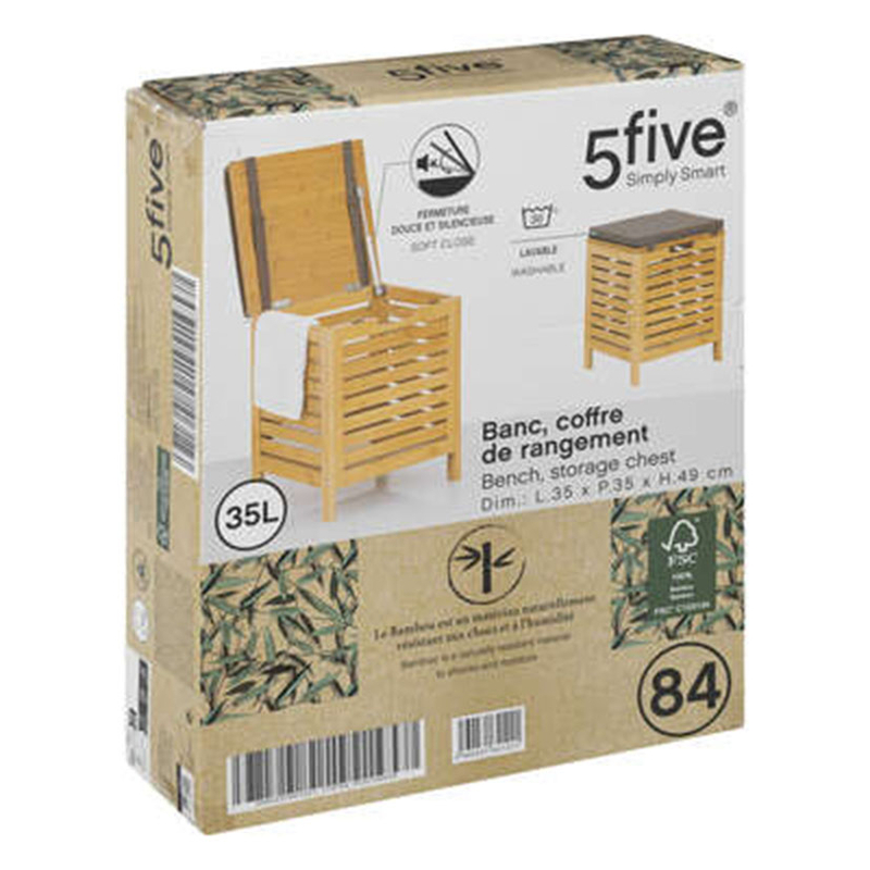 Banco almacenamiento Bambu 5FIVE 35x35xh.49 cm