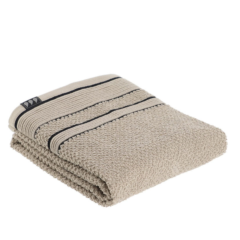 Toalla lavabo 100% algodón beige/negro, 6 unidades