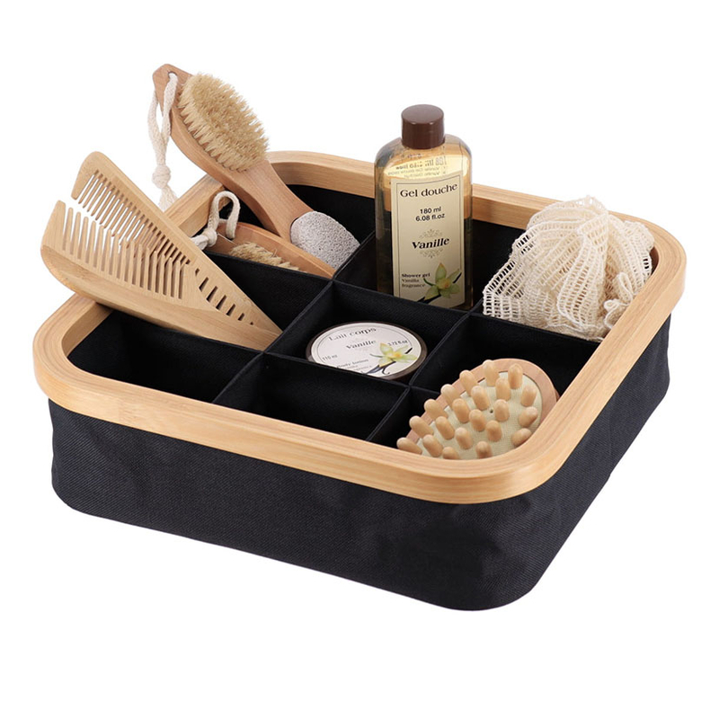 Cesta cuadrada plegable de baño con compartimentos TENDANCE Serie Bambú