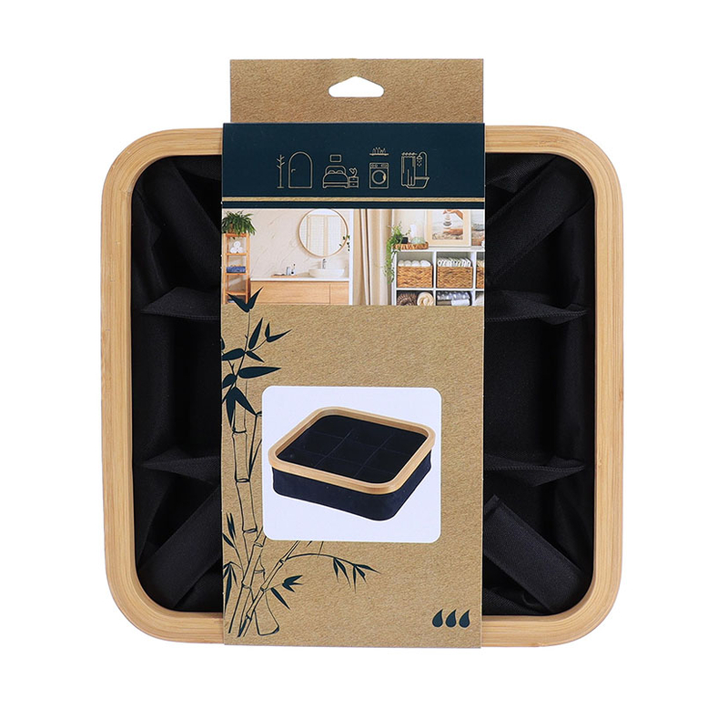 Cesta cuadrada plegable de baño con compartimentos TENDANCE Serie Bambú