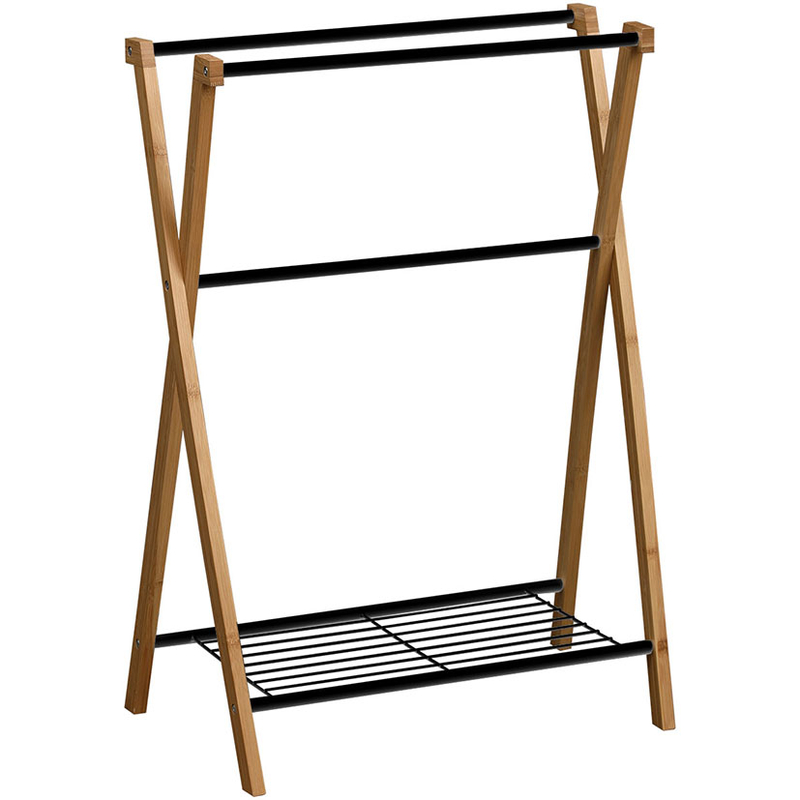 Toallero de baño con estante TENDANCE Serie Bambú