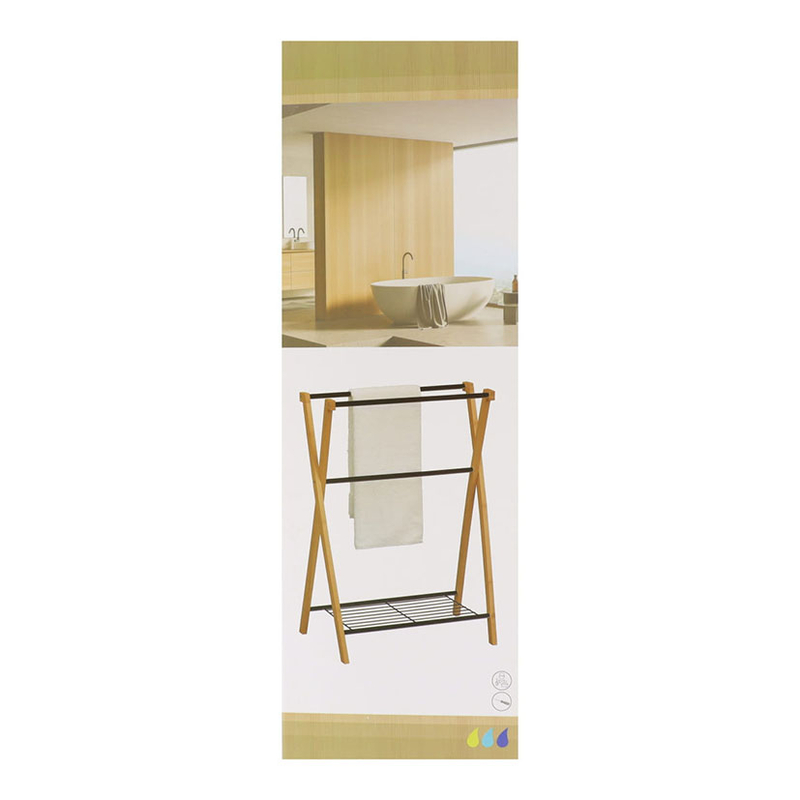 Toallero de baño con estante TENDANCE Serie Bambú
