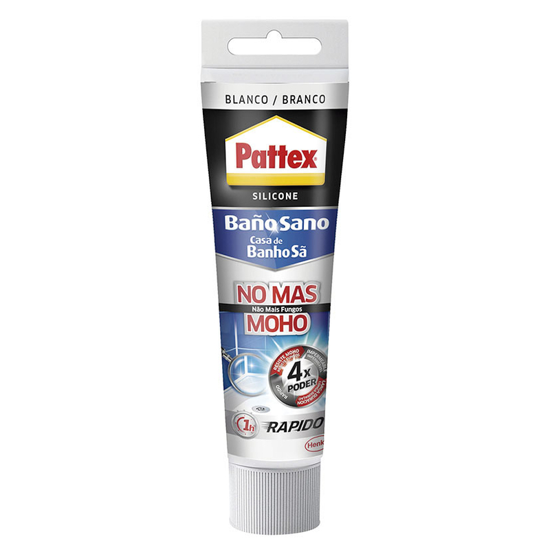 Pattex No Más Moho, silicona antimoho, larga duración impermeable, color blanco, tubo 50ml