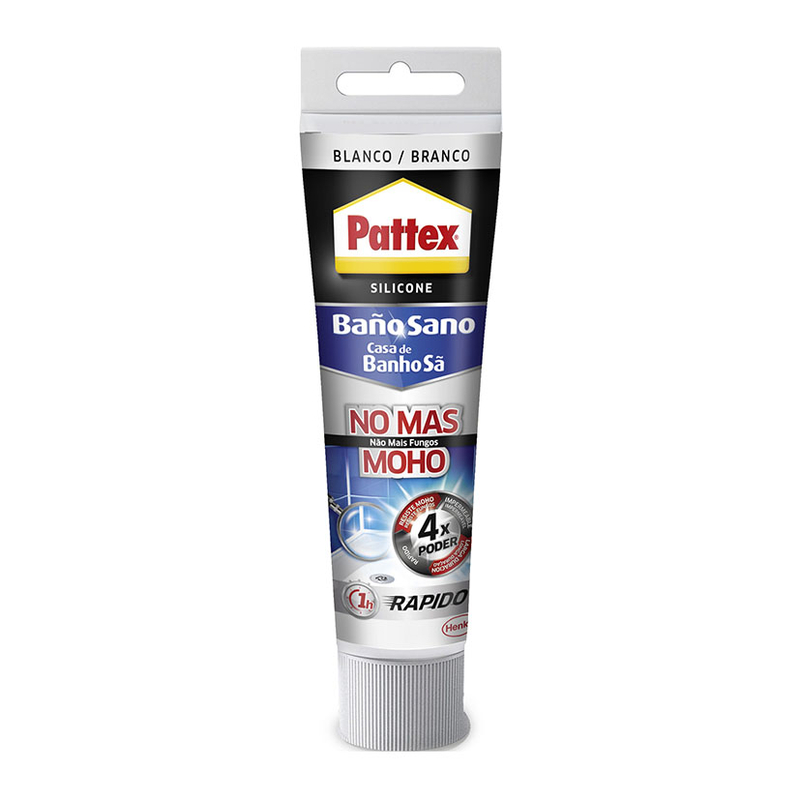 Pattex No Más Moho, silicona antimoho, larga duración impermeable, color blanco, tubo 50ml