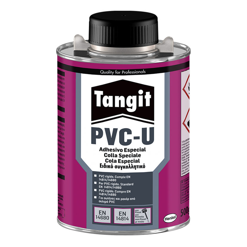 Tangit PVC-U adhesivo especial para conducciones de presión en PVC con pincel aplicador lata de 500gr