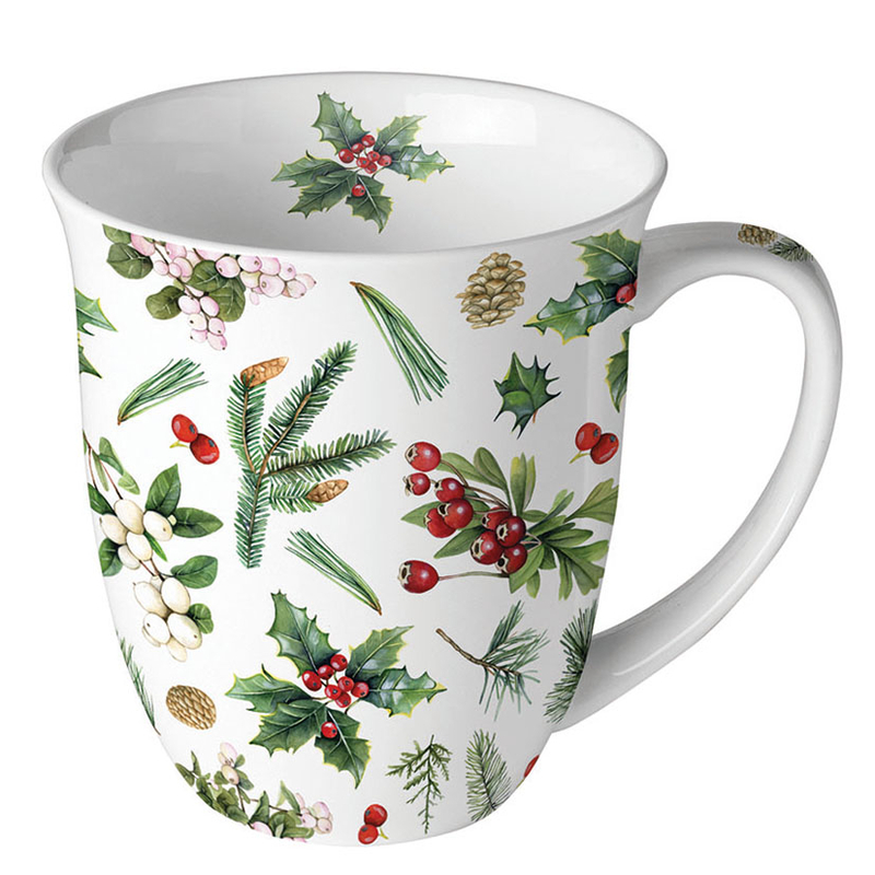 Mug porcelana navideño Serie Winter Greenery