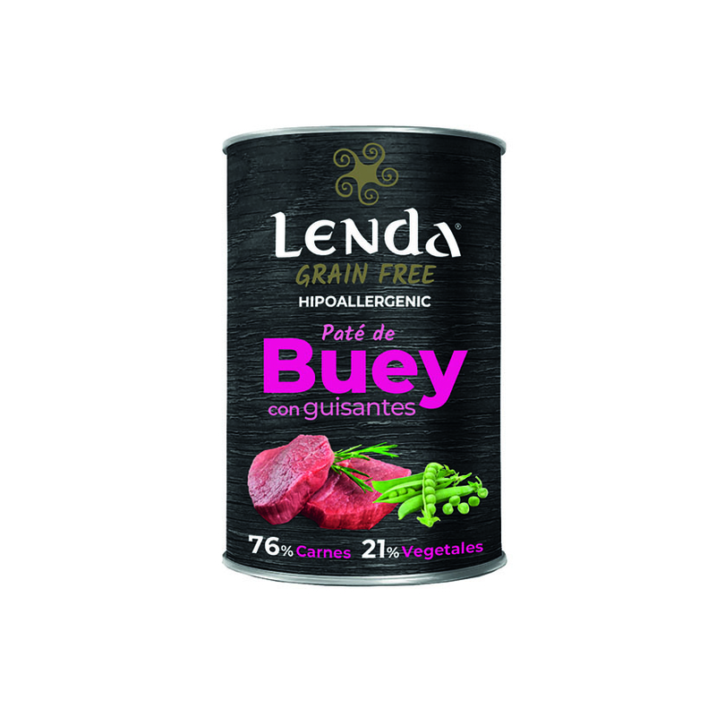 Paté buey guisantes LENDA Grain Free perros