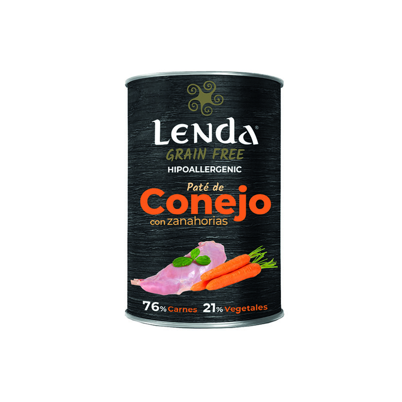 Paté conejo zanahorias LENDA Grain Free perros