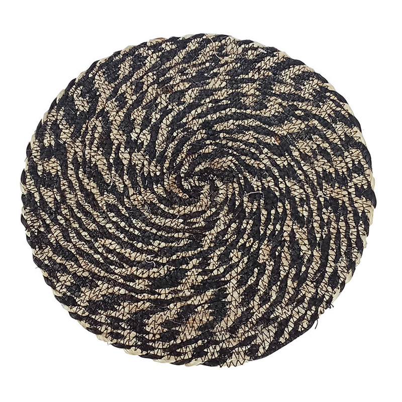 Mantel individual ø 30 cm Yute blanco y negro