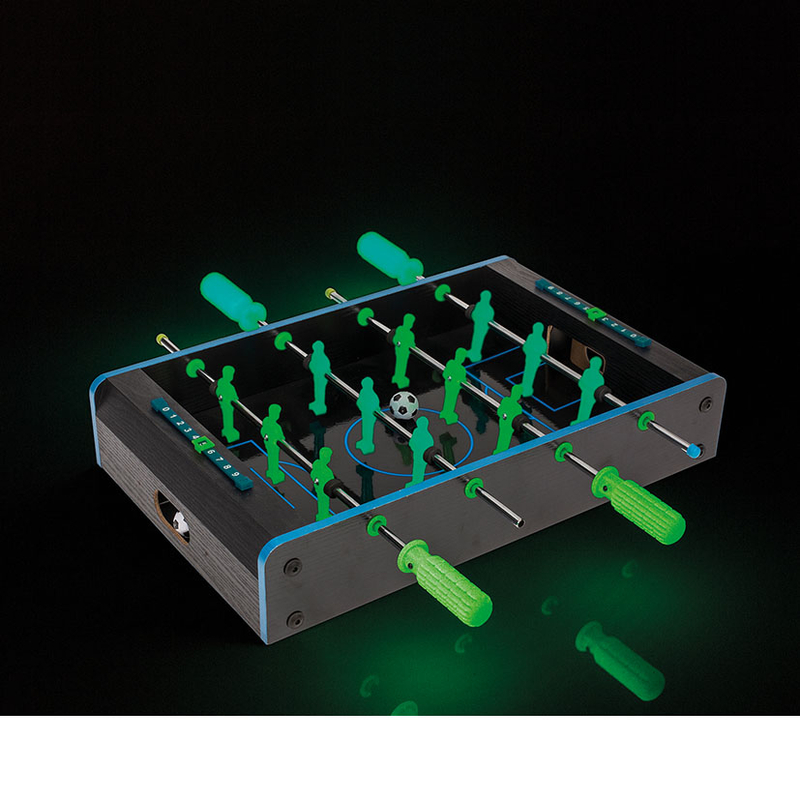 Futbolín de mesa fluorescente
