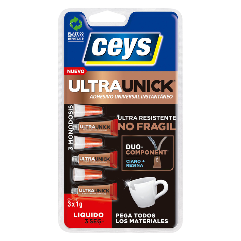 Adhesivo instantáneo CEYS Ultraunick poder inmediato 3x1 gr