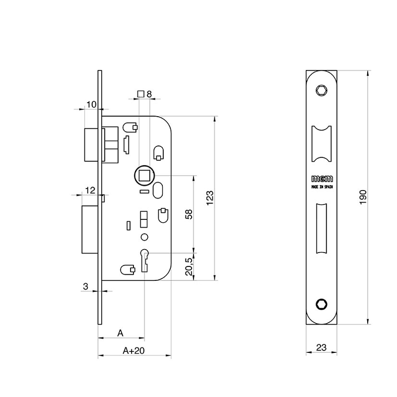 Cerradura embutir MCM madera 1508