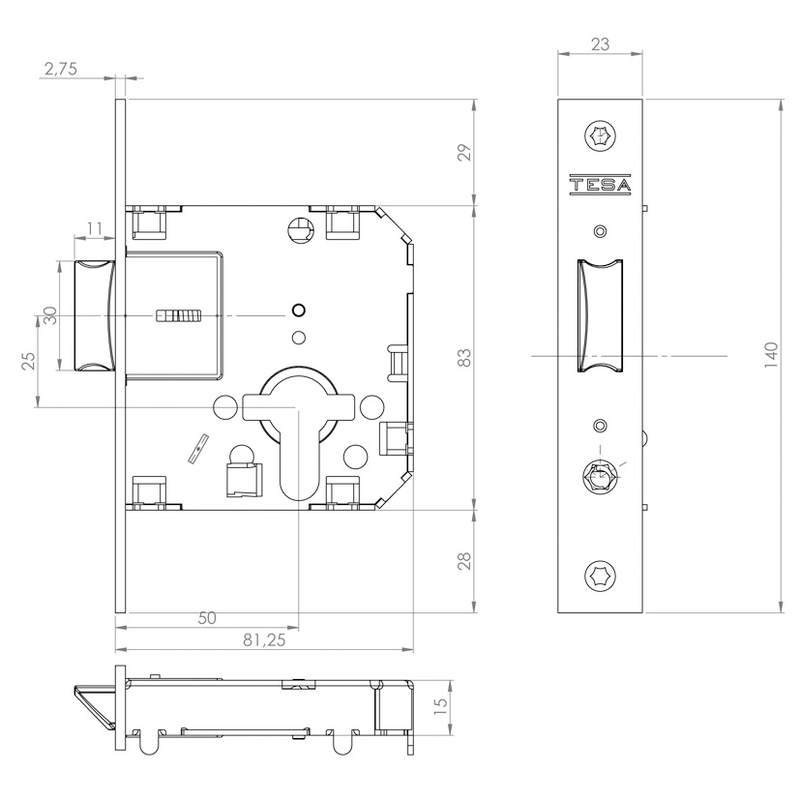 Cerradura pomos TESA ASSA ABLOY modelo 3520