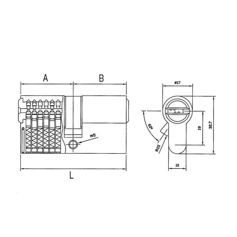 Cilindro EZCURRA DS-15 cromo mate 70mm 35-35 m doble embrague